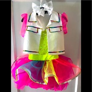 Custom-made rainbow neon dance costume, 3-4T